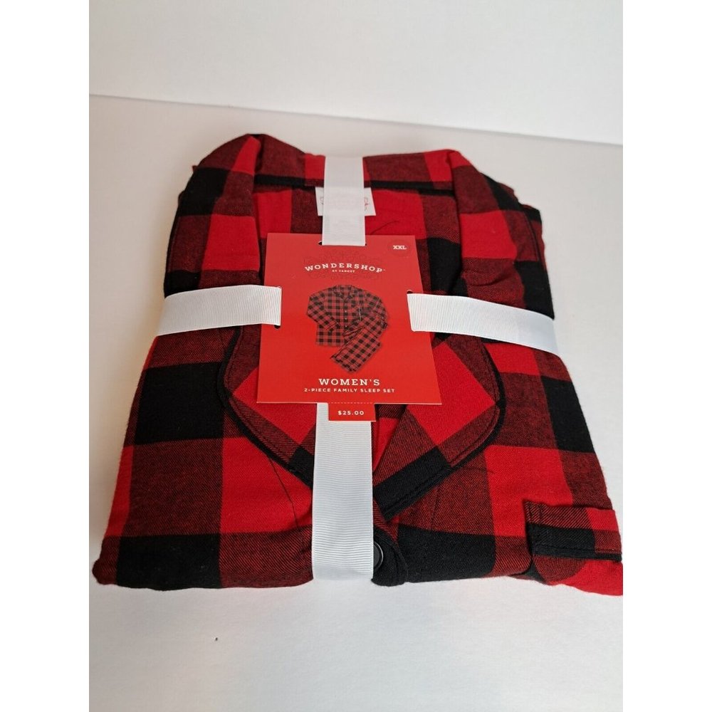 Women's Plus Size Holiday Buffalo Check Plaid Flannel  Pajama Set Size XXL